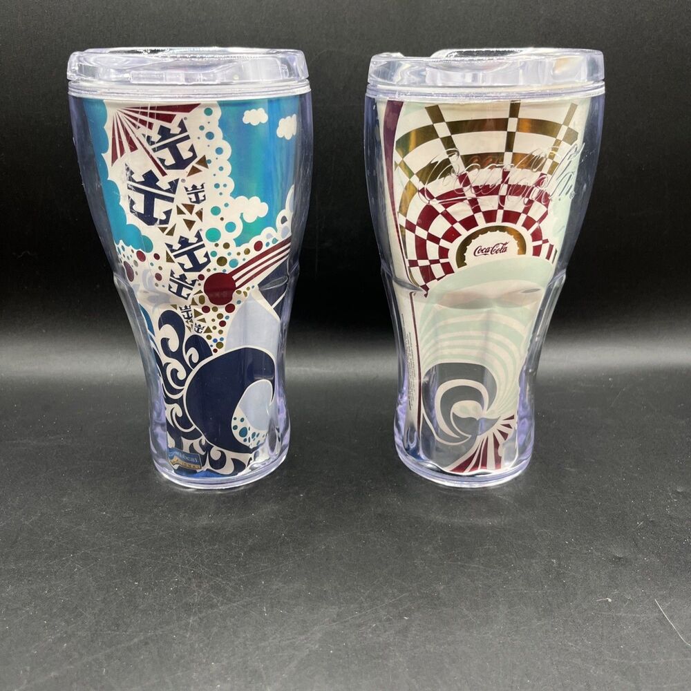 2 Royal Caribbean Cruise Refill CocaCola Soda Insulated Travel Tumbler Mug Cup